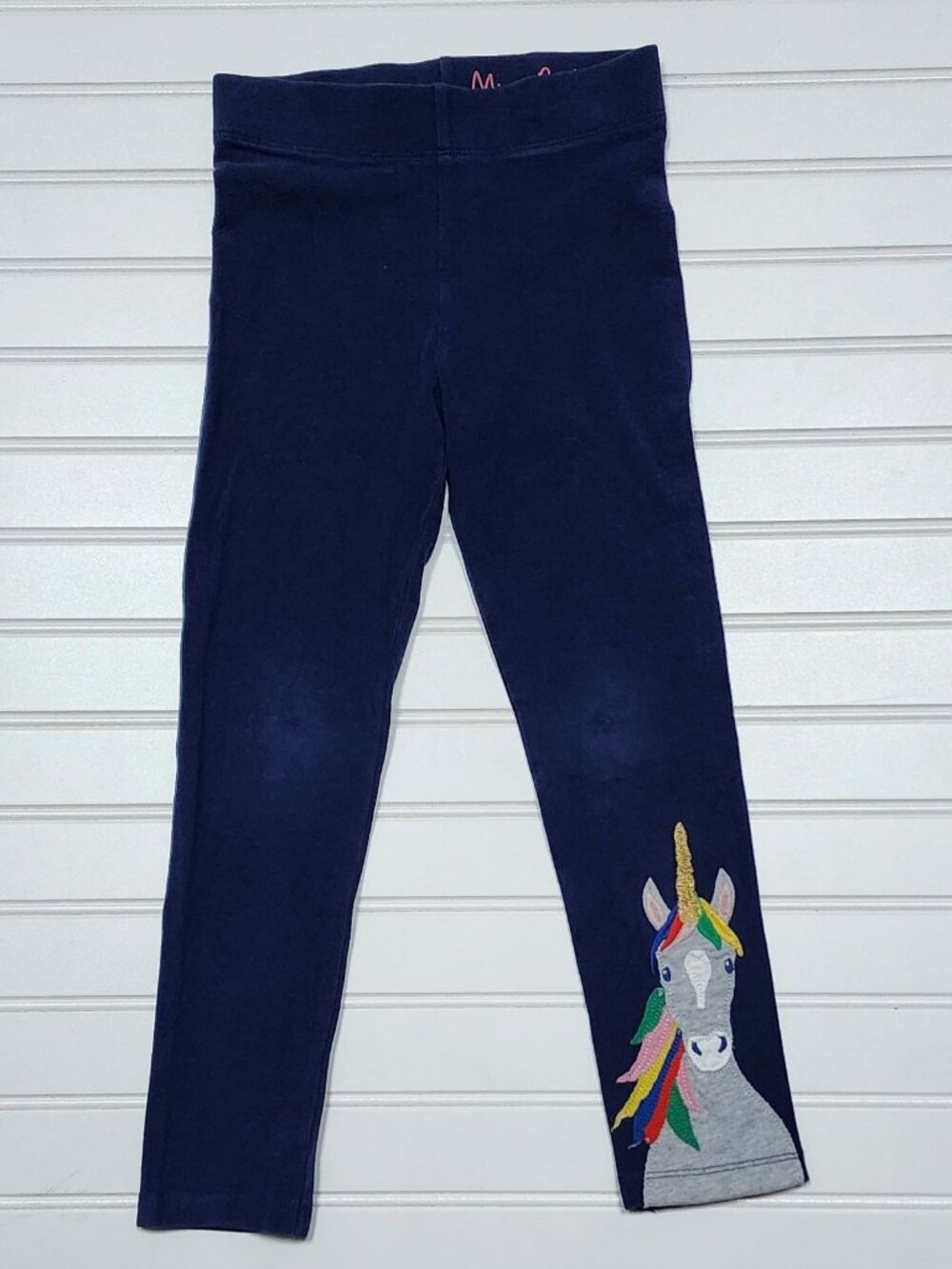Mini Boden Girls Navy Unicorn Applique Leggings Size 5-6Y